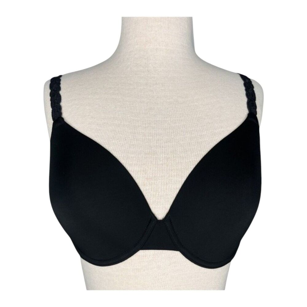 Natori Pure Luxe Contour Underwire Bra sz 32DD * Black T-Shirt Lined Microfiber